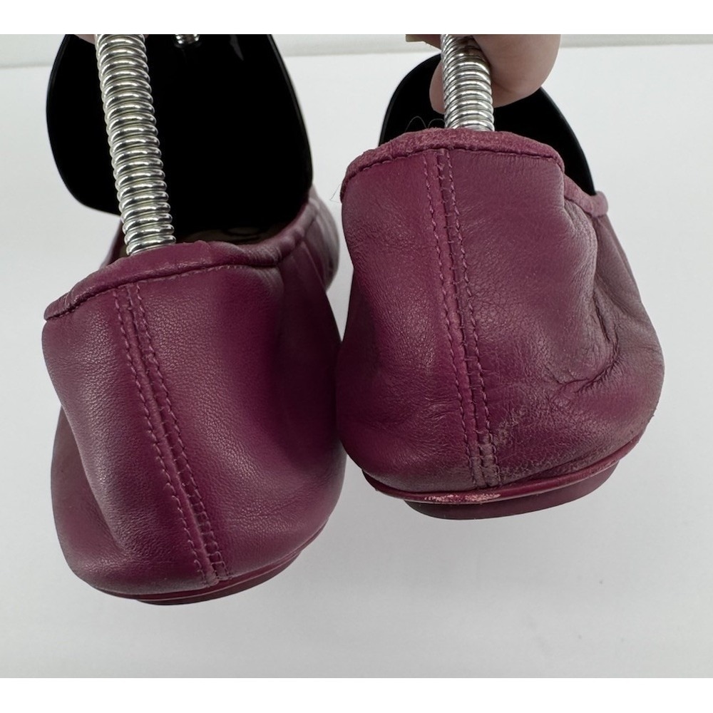 Sam Edelman Leather Ballet Flats Womens Size 9 Wine Burgundy Logo Toe Slip On - Picture 7 of 9